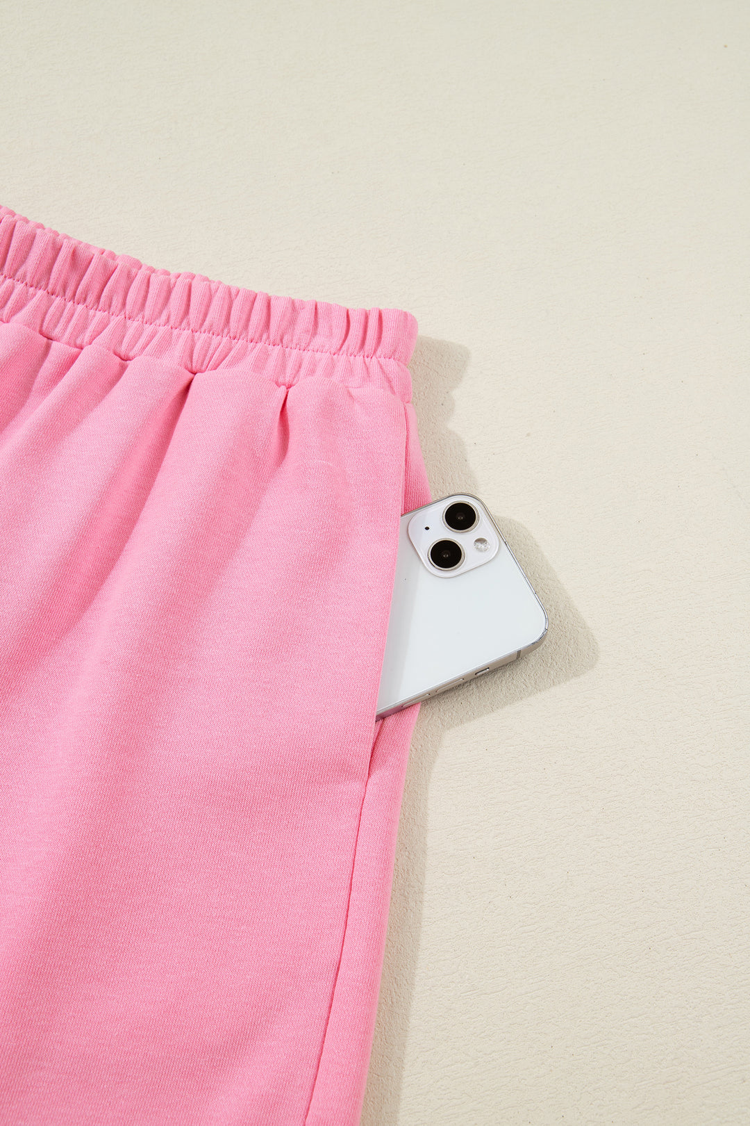 Sachet Pink Plaid Contrasted Double Christmas Tree Patched Raglan Sleeve Pullover 2pcs Short Set