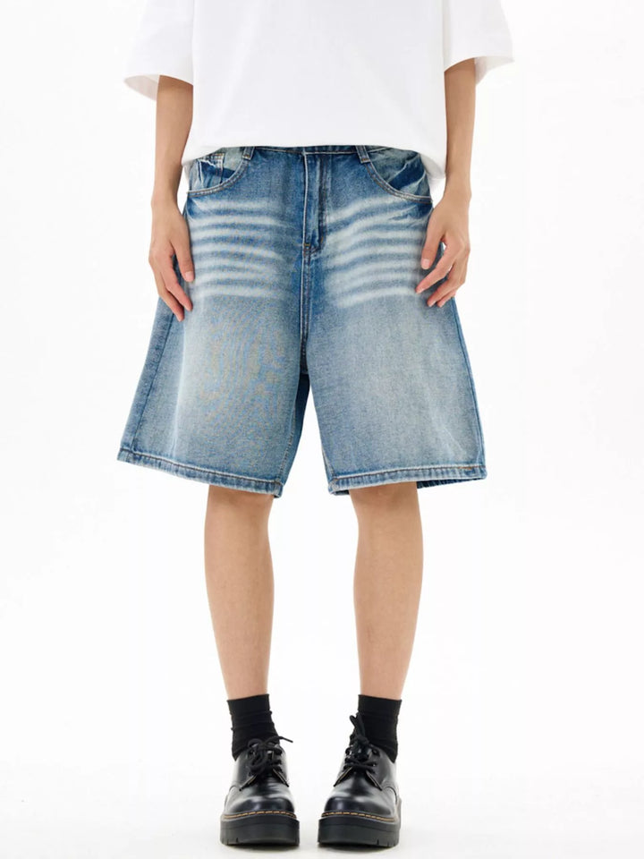 Men's Washed Loose Fit Denim Shorts
