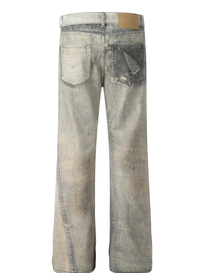 Men's Vintage Washed Wide-Leg Denim Jeans