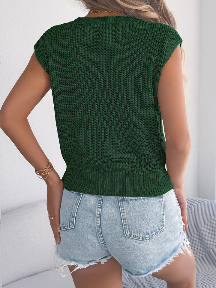 Cable Knit Cap Sleeve Sweater