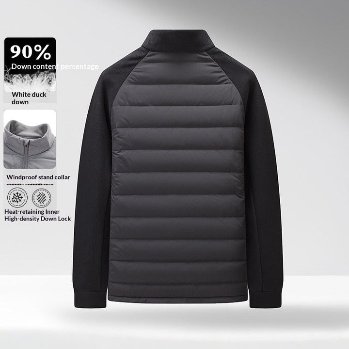 Mens Stand-Up Collar Patchwork Lightweight & Warm Down Jacket
