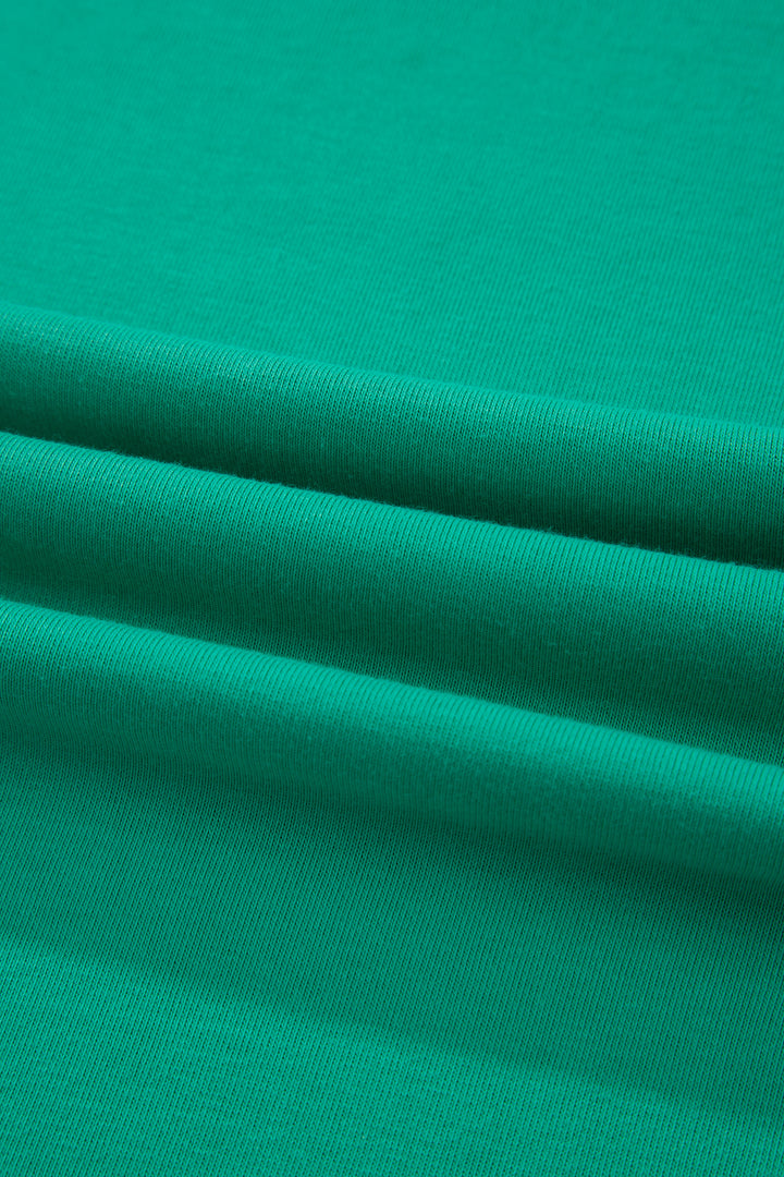 Sea Green Solid Color Snap Button Polo Collar Short Sleeve Scallop Hem Mini Dress