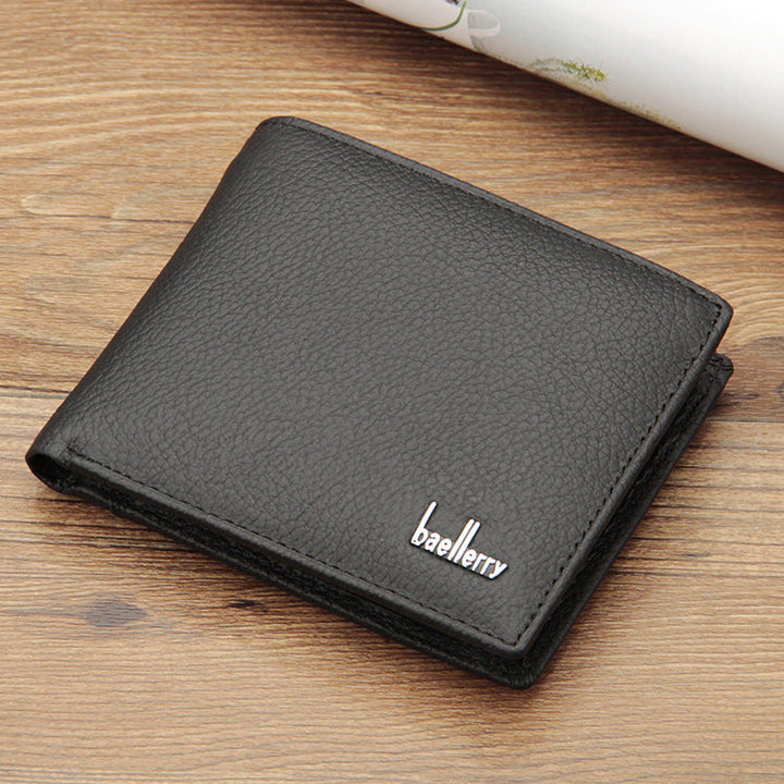 Genuine Leather Two-Fold Short Coin Purse For Men