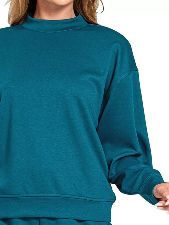 Zenana Scuba Long Sleeve Sweatshirt and Shorts Set