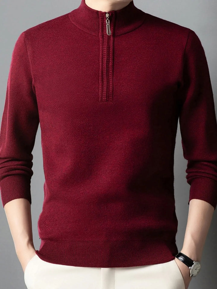 Men's Plus Size Quarter-Zip Long Sleeve Sweater