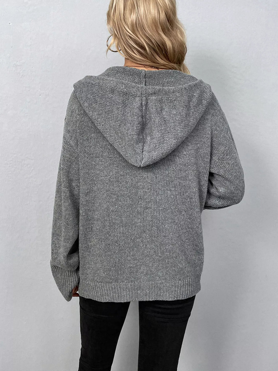 Full Size Cozy Knit Hooded Button-Down Cardigan Plus Size