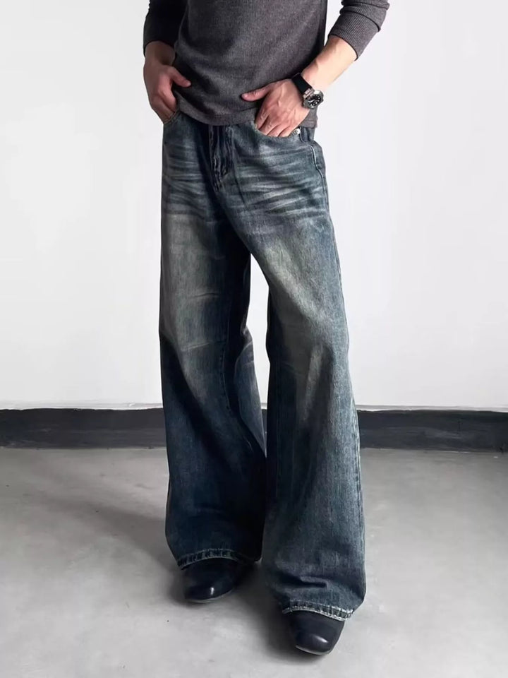 Men's Full Size Washed Wide Leg Jeans Plus Size