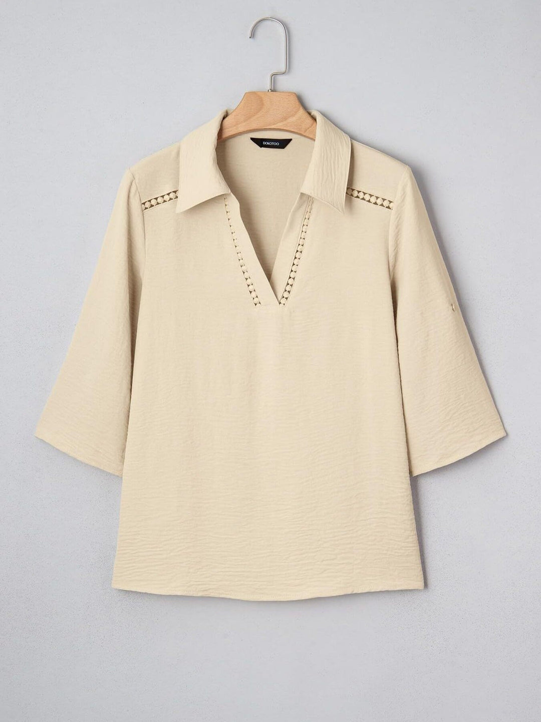 Johnny Collar Texture Blouse