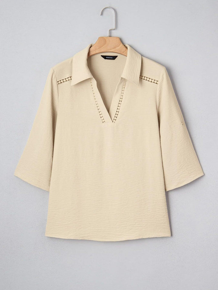 Johnny Collar Texture Blouse
