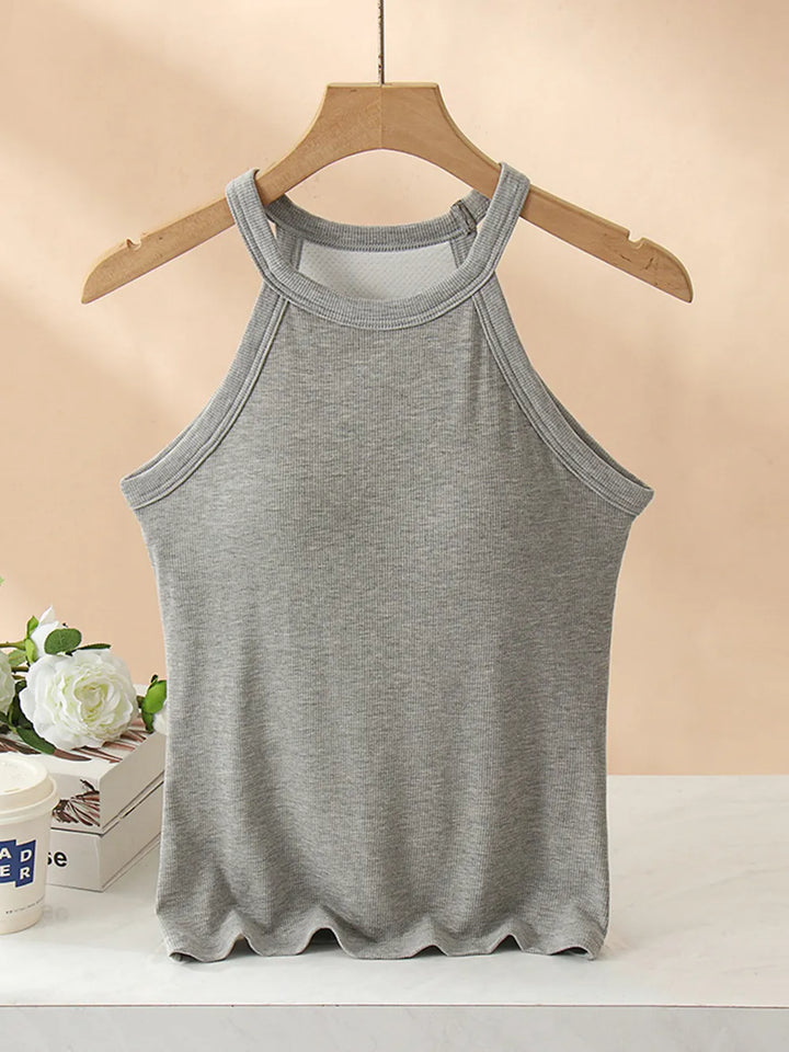 Grecian Neck Tank With Chest Pads