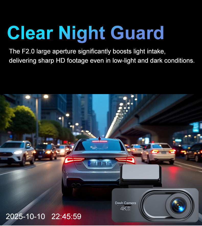 4K HD Dual-camera Front-and-rear Recording Car DVR With Phone Connectivity
