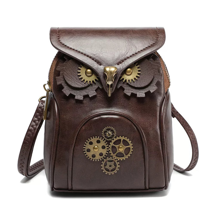 Steampunk Owl Design Crossbody Bag