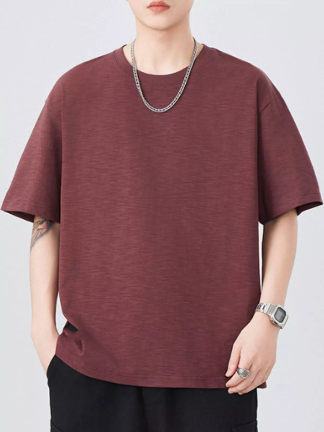 Men's Plus Size Round Neck Half Sleeve T-Shirt