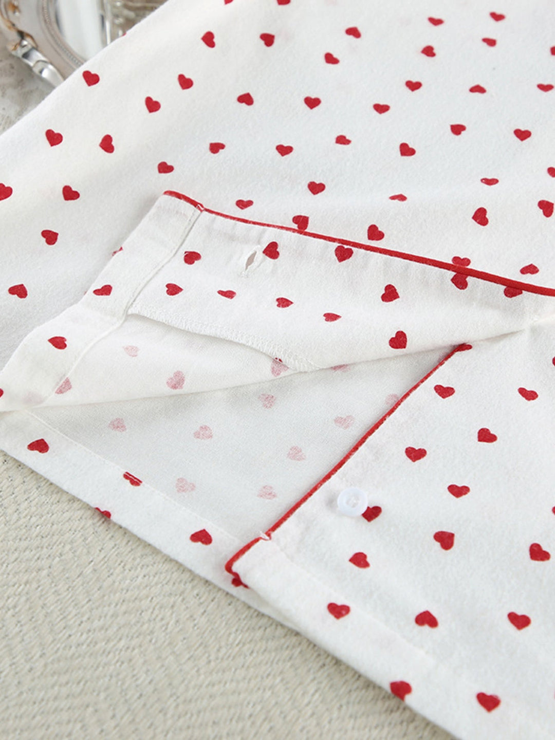 Heart Print Long Sleeve Top and Pants Lounge Set