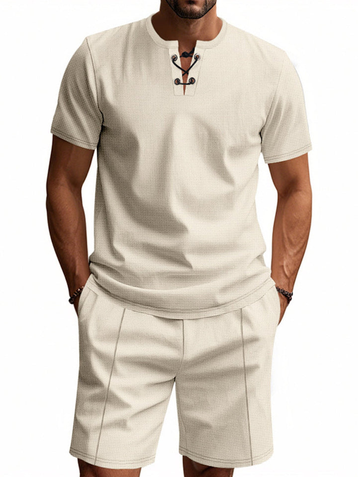 Men's Full Size Casual Short Sleeve Top & Shorts Set Plus Size