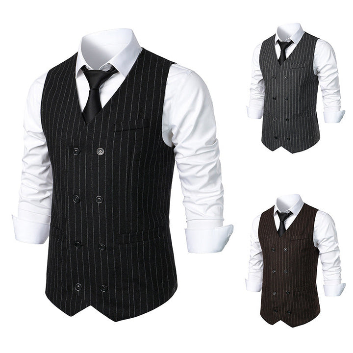 Men's Retro Casual Double Breasted Striped Vest