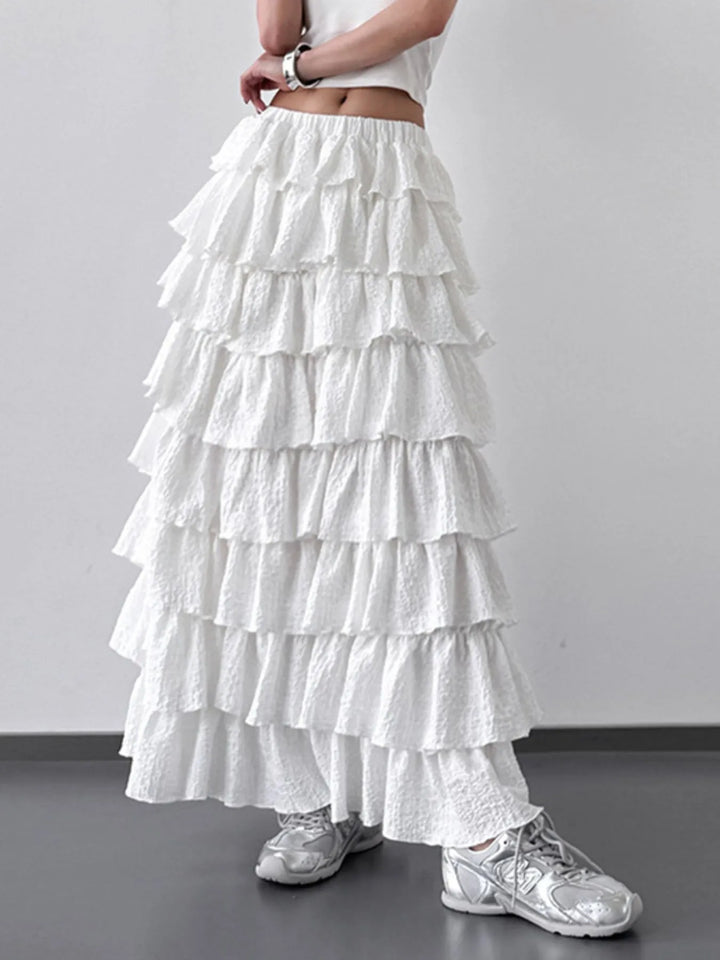 Ruffle Layered Maxi Skirt