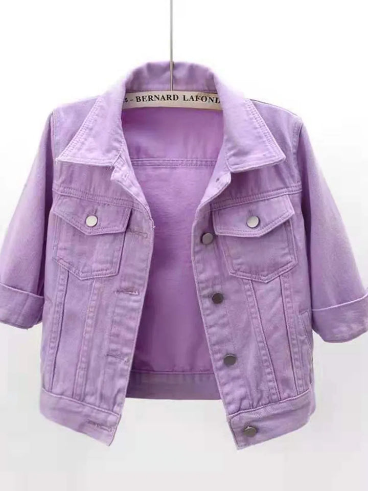 Full Size Cropped  Denim Jacket Plus Size
