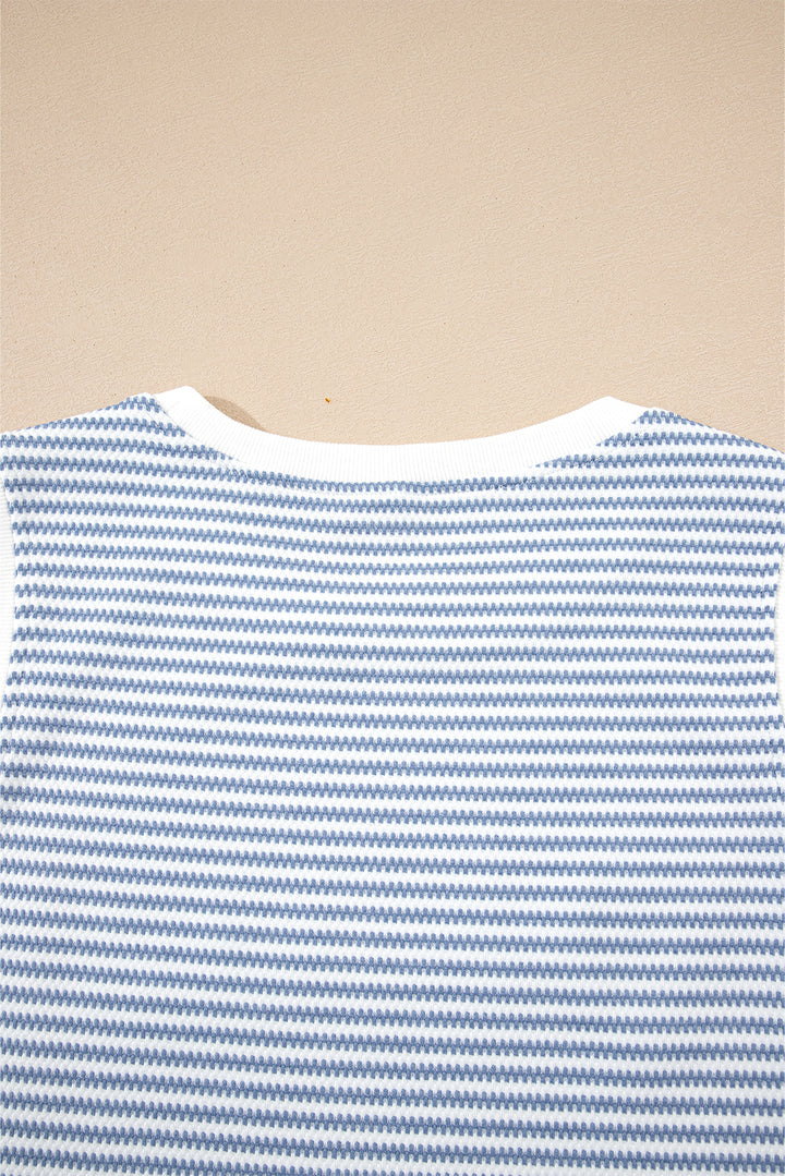 Myosotis Contrast Trim Striped Vest Drawstring Shorts Set