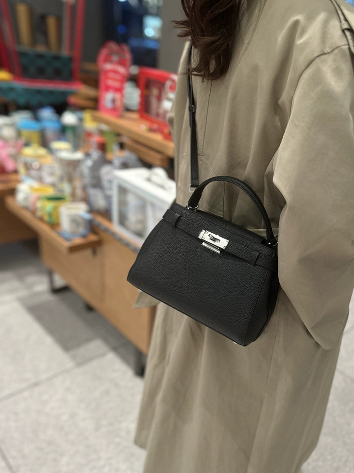 Cross-border Leather Kelly Bag 2026 New Style Simple High-End First-Layer Cowhide Small Square Bag