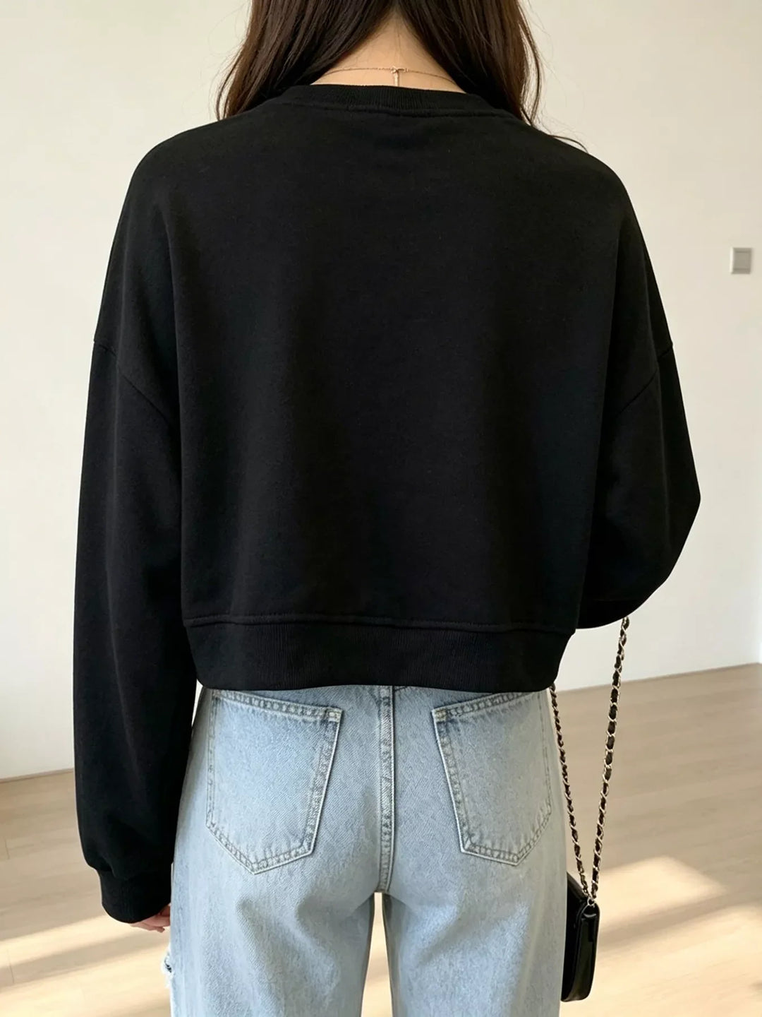 Crew Neck  Drop Shoulder Sweatshirt