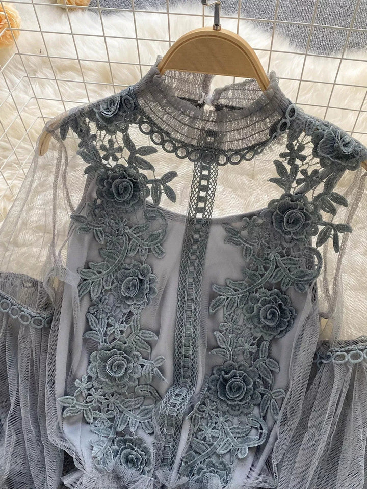 Floral Lace Blouse & Cami Set