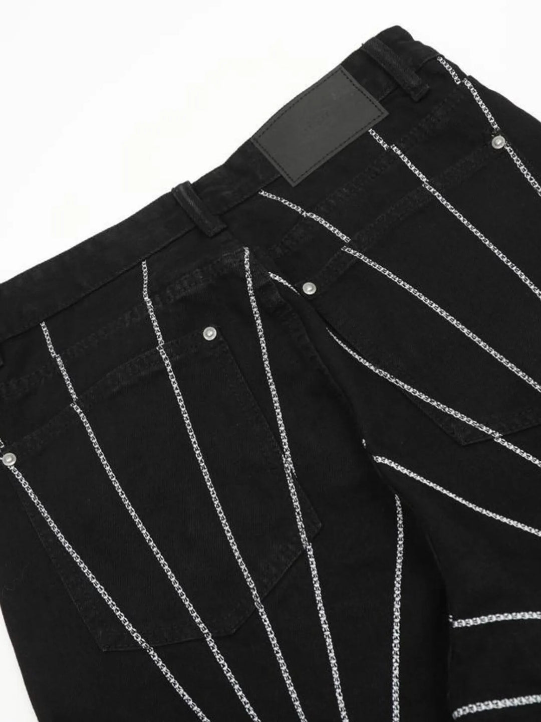 Men's Spider Web Embroidered Flared Jeans