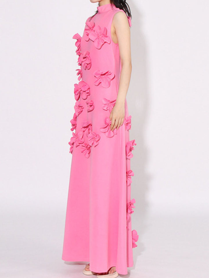 Floral Applique Sleeveless Maxi Dress