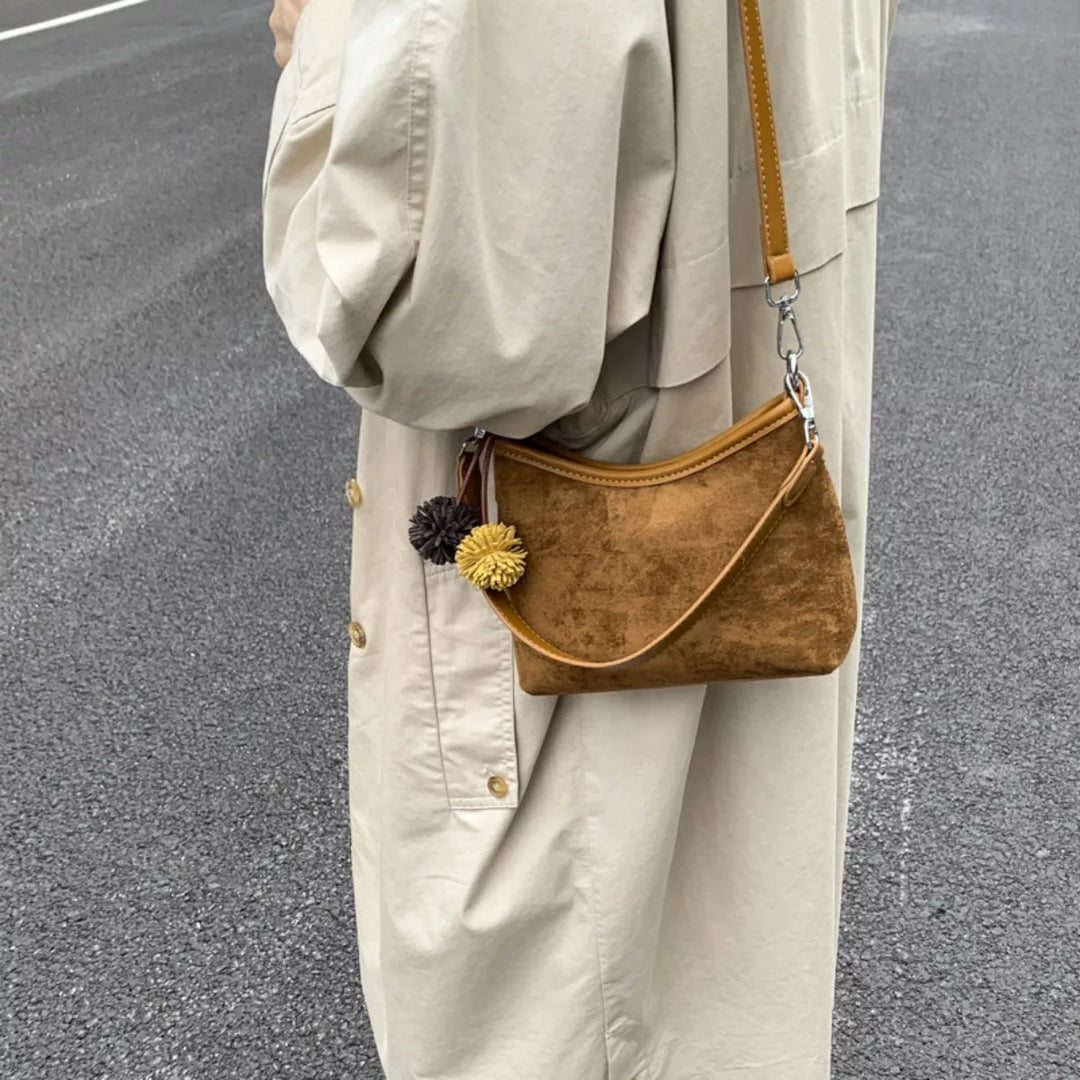 Suede Crossbody Bag with Adjustable Shoulder Strap