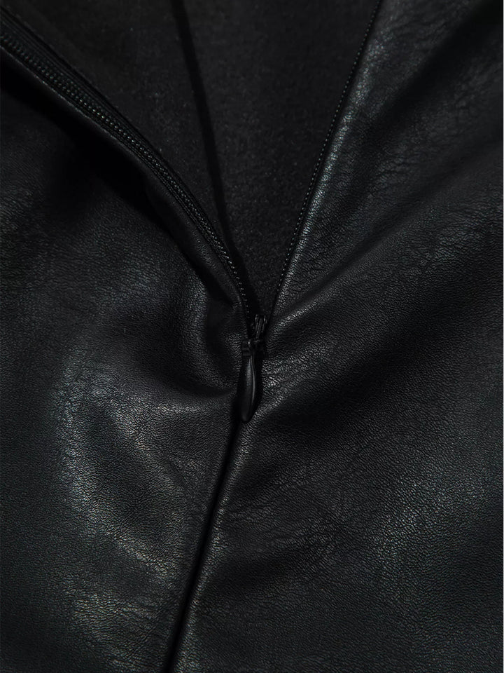 Vegan Leather Sleeveless Mini Dress