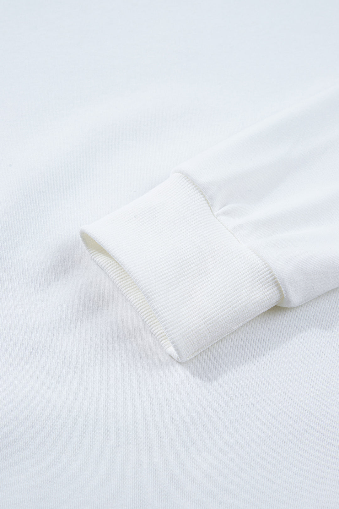 White Solid Color Dropped Shoulder Long Sleeve Top