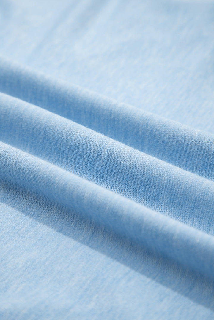 Myosotis Notched Neck Terry Raw Hem Long Sleeve Top