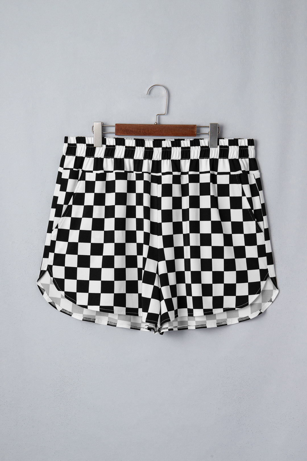 Black Plus Size Checkered Athleisure Shorts