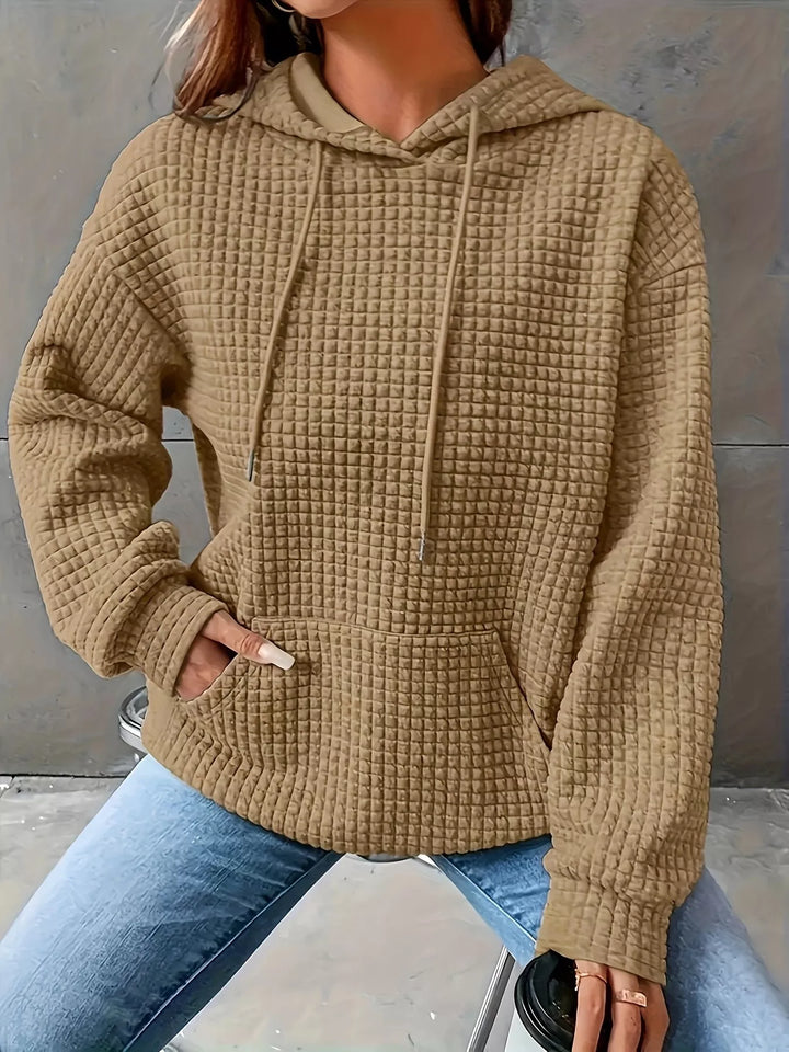 Textured Knit Drawstring Hoodie