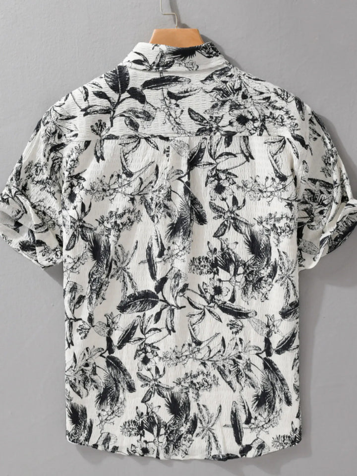 Men's Plus Size Printed Button Up Short Sleeve Shirt