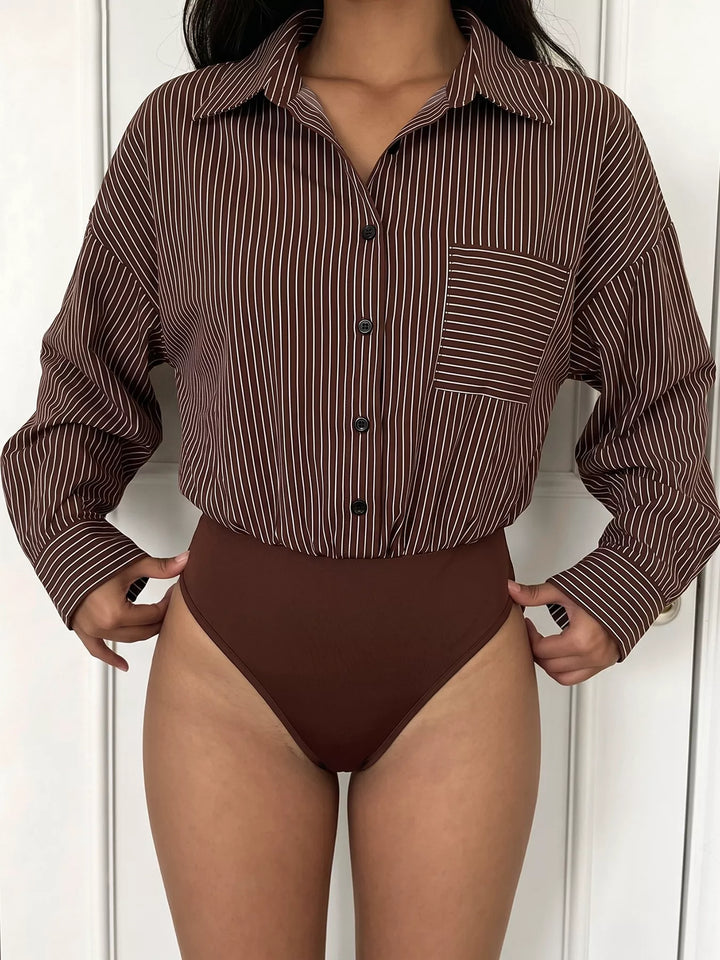 Striped Button-Up Bodysuit