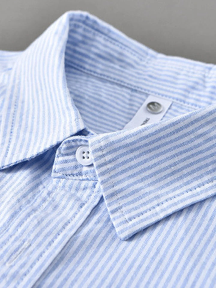 Men's Plus Size Striped Button Up Short Sleeve Shirt