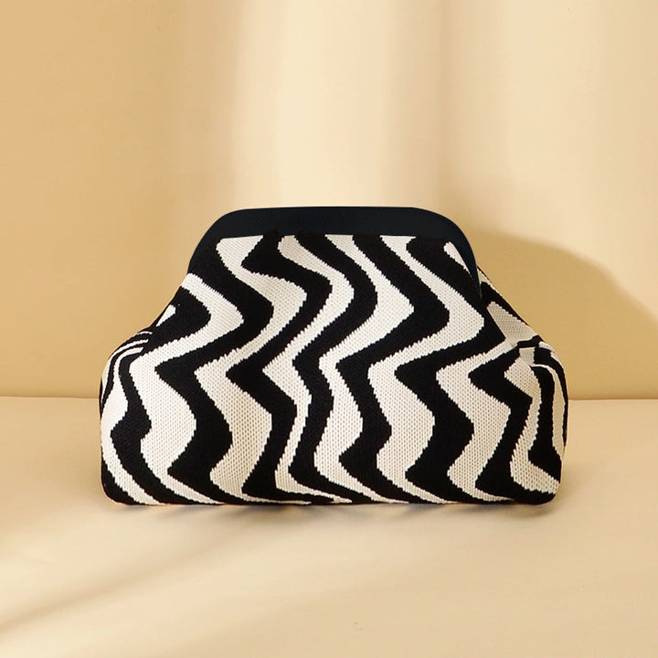 Womens Knitted Bag Striped Clutch