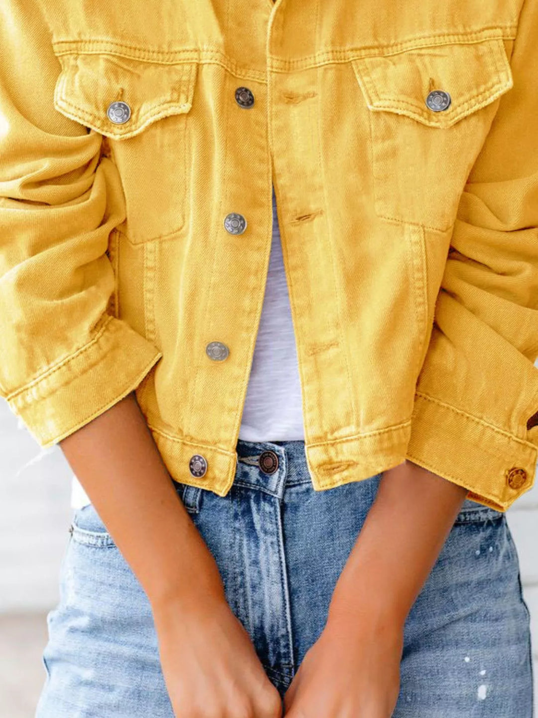 Button Up Long Sleeve Denim Jacket