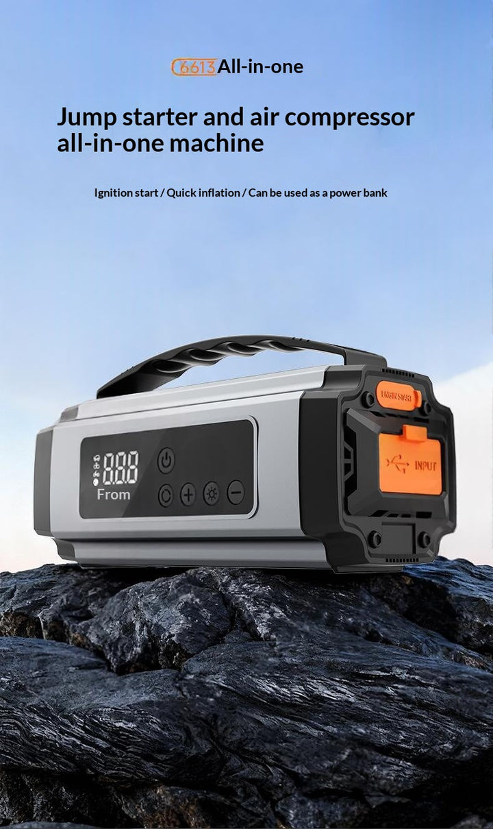 3-in-1 Portable Cordless Car Starter & Tire Inflator Multifunctional Emergency Vehicle Tool