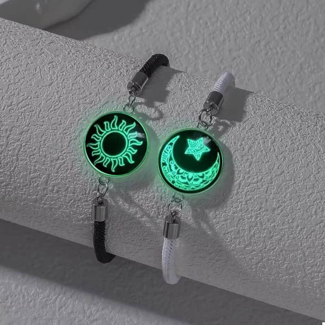2-Piece Glow-in-the-Dark Sun Moon Bracelet