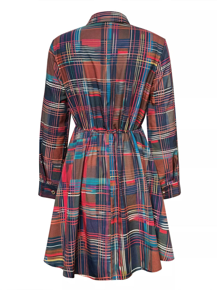 Plaid Long Sleeve Shirt Dress