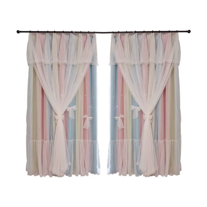 Nordic Simple Hollow Star Princess Wind Bedroom Blackout Curtains