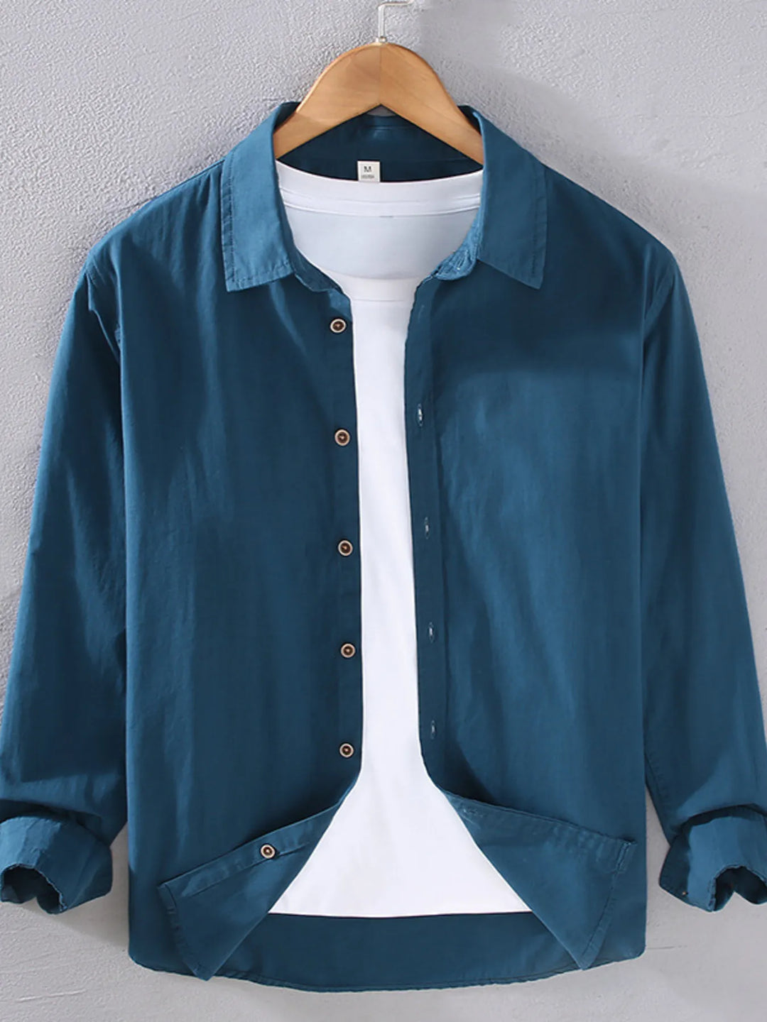 Men's Plus Size Button-Up Shirt with Rolled Sleeves