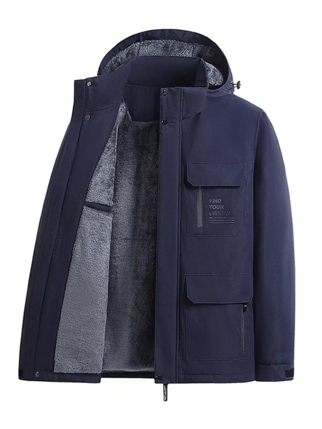 Men's Plus Size Warm Fleece Lined Hooded Winter Coat