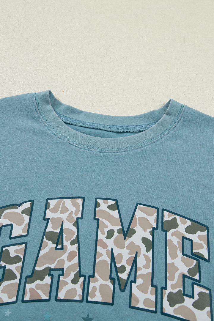 Stone Blue Camo GAME DAY Graphic T Shirt