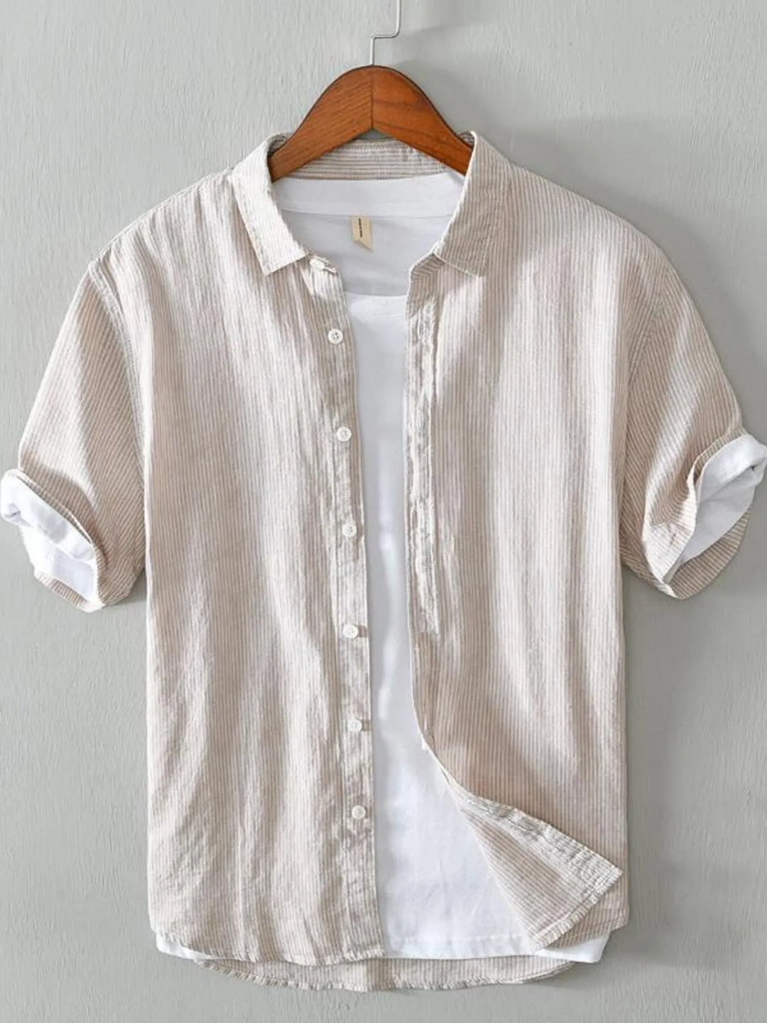 Men's Plus Size Casual Striped Short Sleeve Shirt