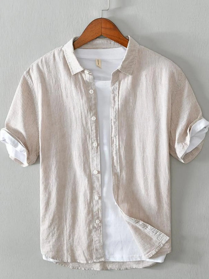 Men's Plus Size Casual Striped Short Sleeve Shirt