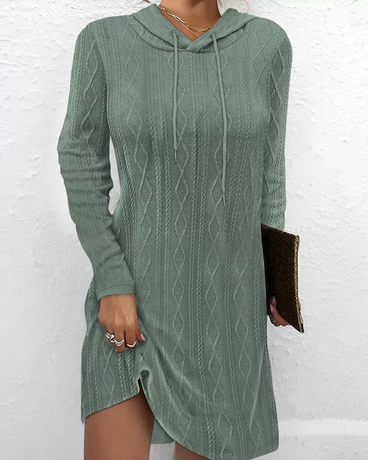 Casual Long Sleeve Hooded Knit Dress