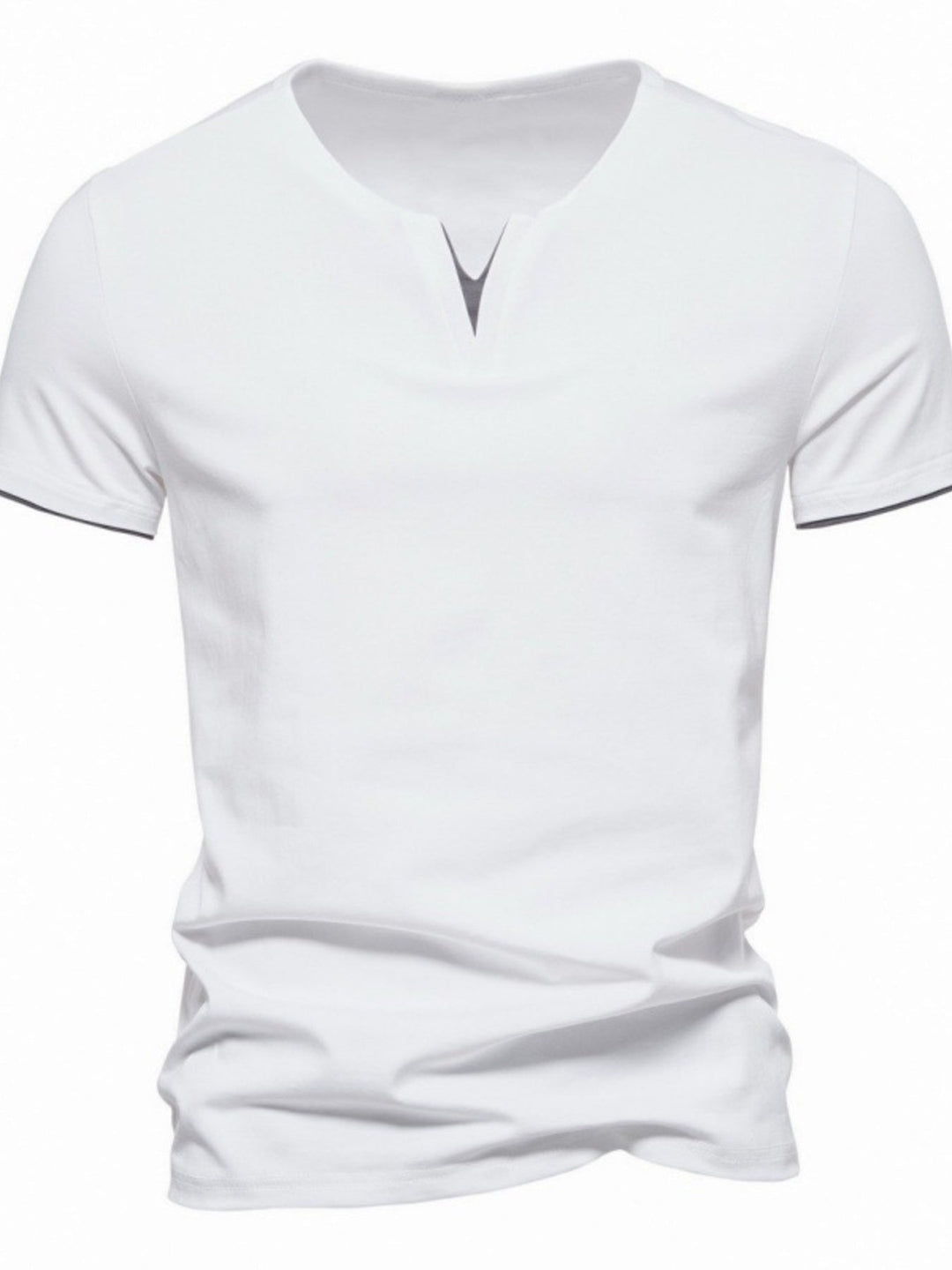 Men's Plus Size Slim Fit Notched Casual T-Shirt